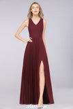 MISSHOW offers A-Line Chiffon V-Neck Sleeveless Bridesmaid Dress Floor-Length Ruffles Side Split Evening Gown at a good price from 100D Chiffon to A-line Floor-length them. Lightweight yet affordable home,beach,swimming useBridesmaid Dresses.