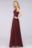 MISSHOW offers A-Line Chiffon V-Neck Sleeveless Bridesmaid Dress Floor-Length Ruffles Side Split Evening Gown at a good price from 100D Chiffon to A-line Floor-length them. Lightweight yet affordable home,beach,swimming useBridesmaid Dresses.