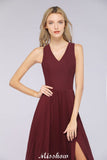 MISSHOW offers A-Line Chiffon V-Neck Sleeveless Bridesmaid Dress Floor-Length Ruffles Side Split Evening Gown at a good price from 100D Chiffon to A-line Floor-length them. Lightweight yet affordable home,beach,swimming useBridesmaid Dresses.