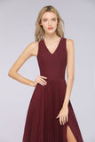 MISSHOW offers A-Line Chiffon V-Neck Sleeveless Bridesmaid Dress Floor-Length Ruffles Side Split Evening Gown at a good price from 100D Chiffon to A-line Floor-length them. Lightweight yet affordable home,beach,swimming useBridesmaid Dresses.