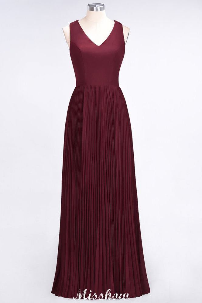 MISSHOW offers A-Line Chiffon V-Neck Sleeveless Bridesmaid Dress Floor-Length Ruffles Side Split Evening Gown at a good price from 100D Chiffon to A-line Floor-length them. Lightweight yet affordable home,beach,swimming useBridesmaid Dresses.
