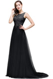 MISSHOW offers A-line Court Train Tulle Evening Dress with Appliques at a cheap price from Same as Picture,Pearl Pink,Dusty Rose,Red,Burgundy,Dark Navy,Black,Silver, Tulle to A-line Floor-length hem. Stunning yet affordable Sleeveless Prom Dresses,Evening Dresses,Bridesmaid Dresses,Quinceanera dresses.