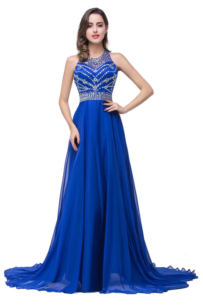 MISSHOW offers gorgeous Pool,Royal Blue,Light Orange Jewel party dresses with delicately handmade Ruffles,Crystal Floral Pin in size 0-26W. Shop Floor-length prom dresses at affordable prices.