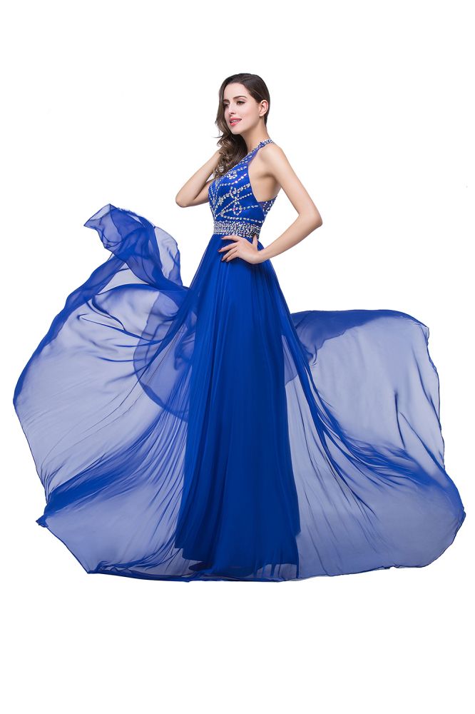 MISSHOW offers gorgeous Pool,Royal Blue,Light Orange Jewel party dresses with delicately handmade Ruffles,Crystal Floral Pin in size 0-26W. Shop Floor-length prom dresses at affordable prices.