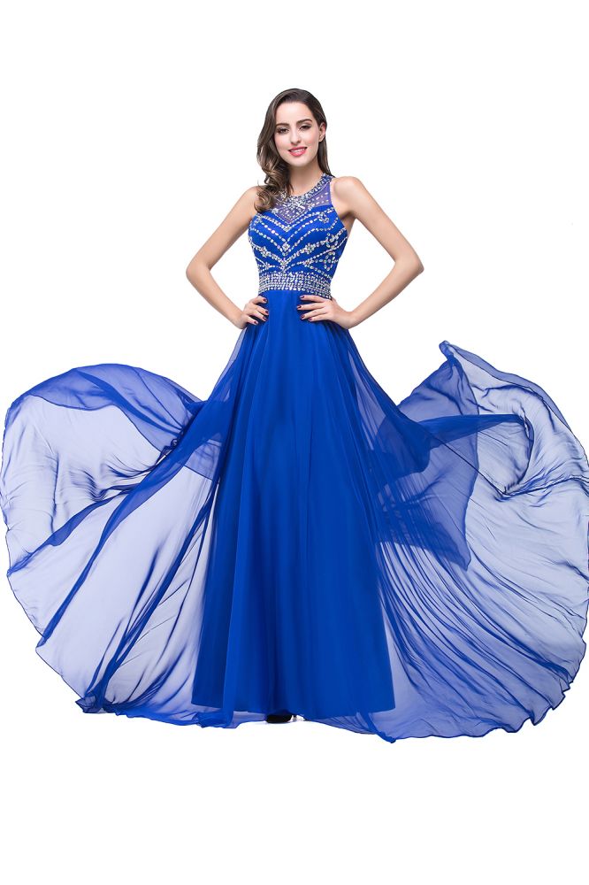 MISSHOW offers gorgeous Pool,Royal Blue,Light Orange Jewel party dresses with delicately handmade Ruffles,Crystal Floral Pin in size 0-26W. Shop Floor-length prom dresses at affordable prices.