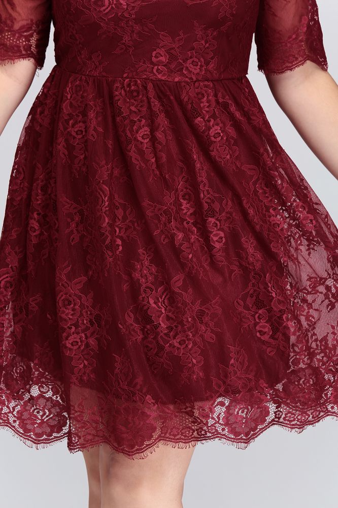 MISSHOW offers gorgeous Burgundy Jewel party dresses with delicately handmade Lace in size 0-26W. Shop  prom dresses at affordable prices.