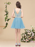 A-line Crew Short Sleeveless Appliques Prom Dresses-misshow.com
