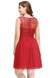 MISSHOW offers gorgeous Red Jewel party dresses with delicately handmade Lace in size 0-26W. Shop Knee-length prom dresses at affordable prices.