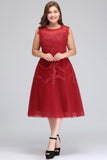 MISSHOW offers gorgeous Red Jewel party dresses with delicately handmade Appliques in size 0-26W. Shop Tea-length prom dresses at affordable prices.