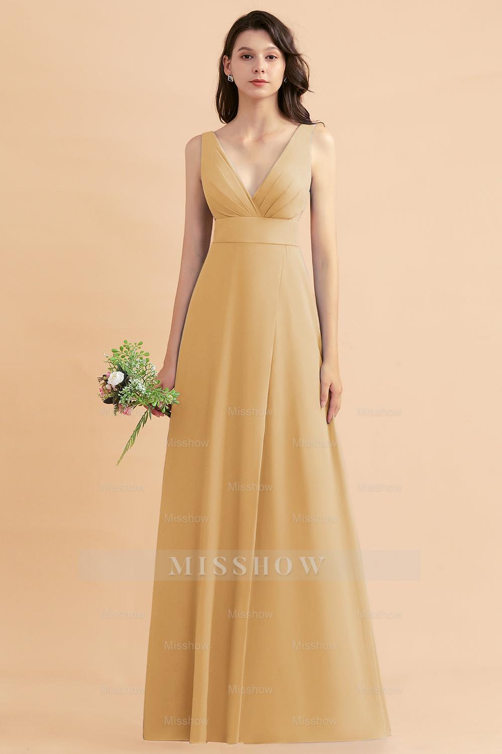 dusty blue and gold bridesmaid dresses Wedtrend Women Bridesmaids Dusty Blue A Line Off the Shoulder Long Ruched Chiffon Bridesmaid Dress with Slit, Dusty Blue / US4