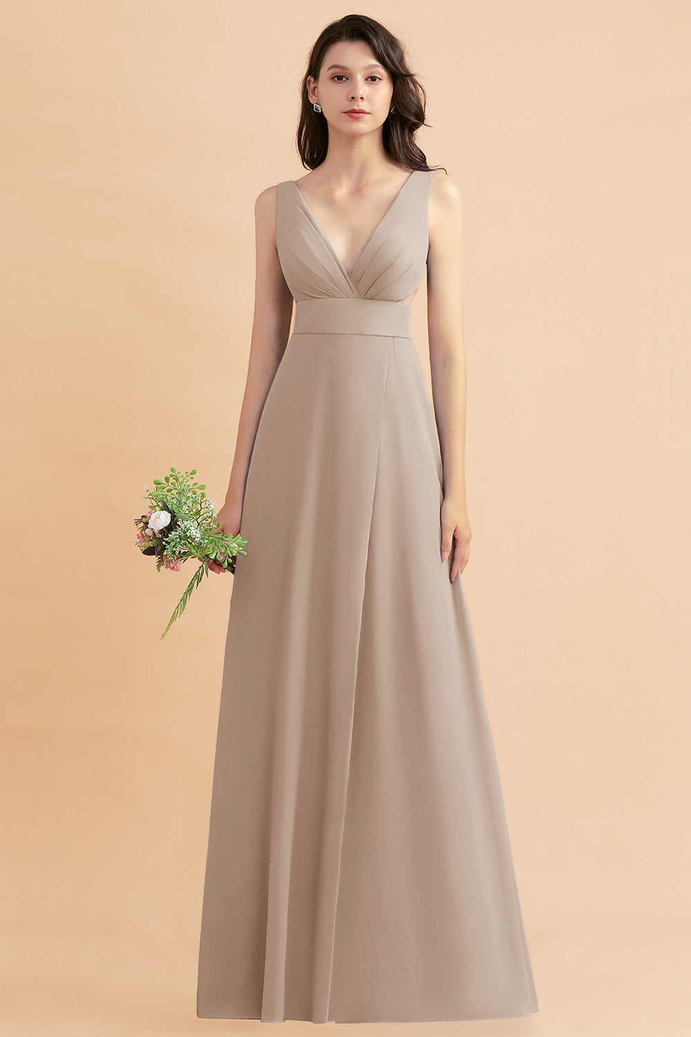 A-Line Dusty Blue Chiffon Ruffles Bridesmaid Dresses with Slit A-Line Dusty Blue Chiffon Ruffles Bridesmaid Dresses with Slit
