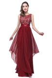 A-line Floor-length Chiffon Lace Evening Dress