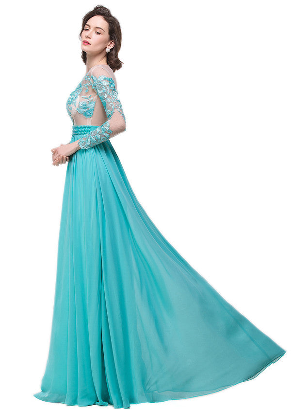 MISSHOW offers gorgeous Mint Green Jewel party dresses with delicately handmade Appliques,Ribbons,Pearls in size 0-26W. Shop Floor-length prom dresses at affordable prices.