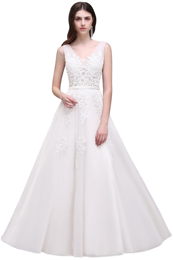 MISSHOW offers A-line Floor-length Tulle Bridesmaid Dress with Appliques at a cheap price from White,Ivory,Pearl Pink,Dusty Rose,Red,Burgundy,Dark Navy,Black,Silver, Tulle to A-line Floor-length hem. Stunning yet affordable Sleeveless Evening Dresses,Bridesmaid Dresses.