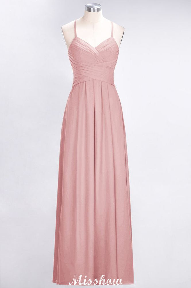 MISSHOW offers A-Line Halter V-Neck Sleeveless Bridesmaid Dress Ruffles Evening Swing Dress at a good price from 100D Chiffon to A-line Floor-length them. Lightweight yet affordable home,beach,swimming useBridesmaid Dresses.