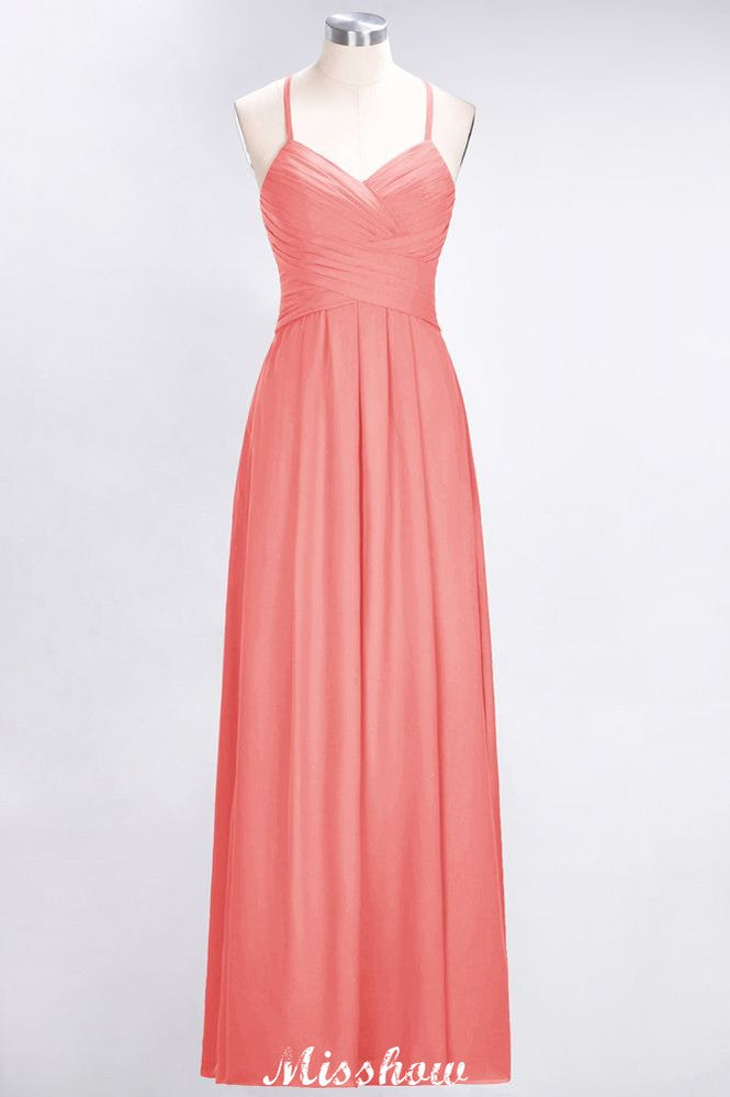 MISSHOW offers A-Line Halter V-Neck Sleeveless Bridesmaid Dress Ruffles Evening Swing Dress at a good price from 100D Chiffon to A-line Floor-length them. Lightweight yet affordable home,beach,swimming useBridesmaid Dresses.