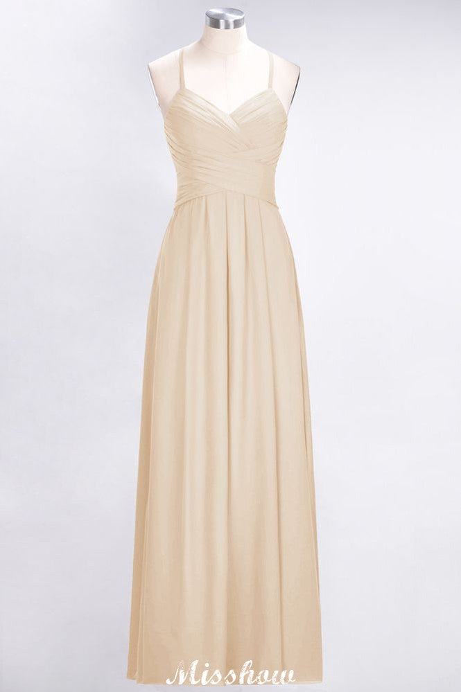 MISSHOW offers A-Line Halter V-Neck Sleeveless Bridesmaid Dress Ruffles Evening Swing Dress at a good price from 100D Chiffon to A-line Floor-length them. Lightweight yet affordable home,beach,swimming useBridesmaid Dresses.