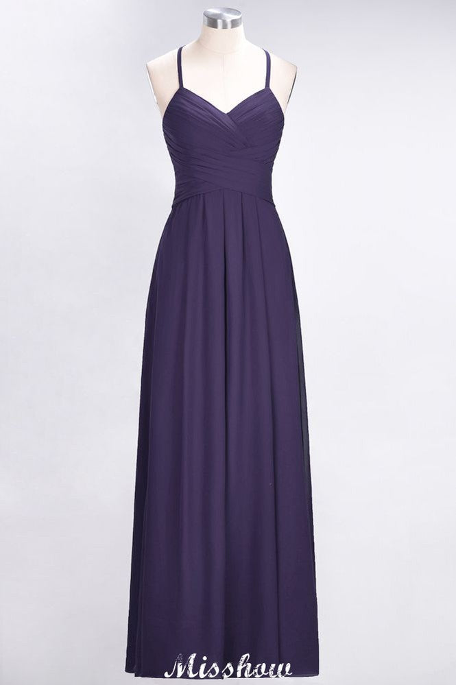 A-Line Halter V-Neck Sleeveless Bridesmaid Dress Ruffles Evening Swing Dress | MISSHOW misshow.com A-Line Halter V-Neck Sleeveless Bridesmaid Dress Ruffles Evening Swing Dress | MISSHOW misshow.com