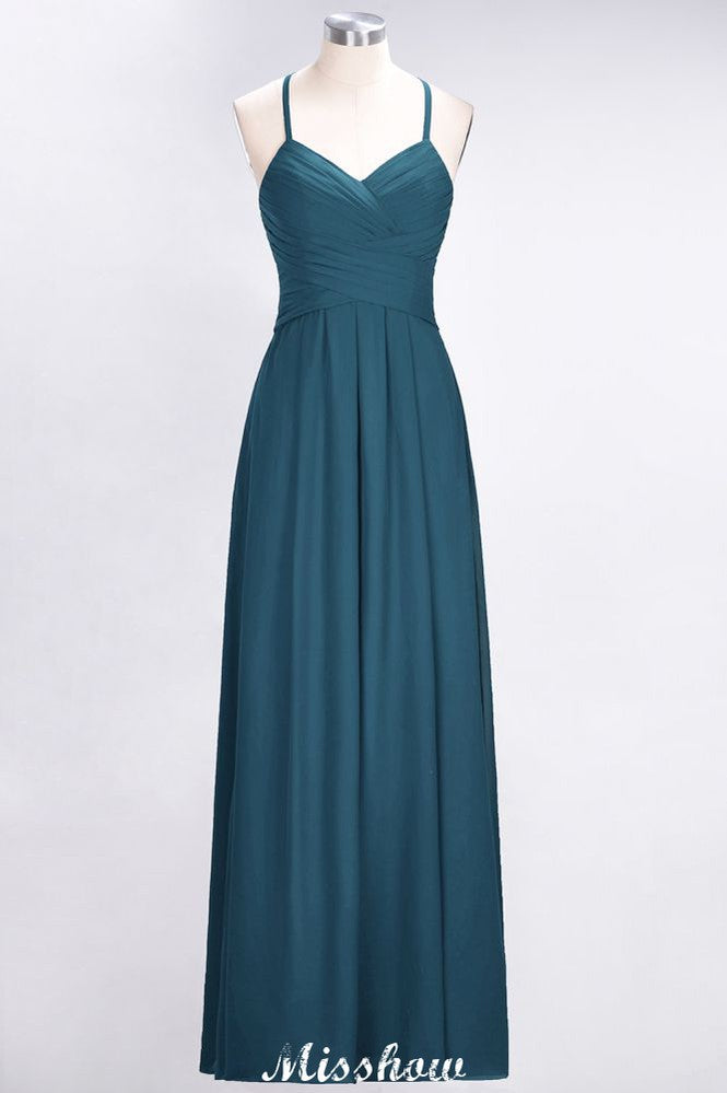 A-Line Halter V-Neck Sleeveless Bridesmaid Dress Ruffles Evening Swing Dress | MISSHOW misshow.com A-Line Halter V-Neck Sleeveless Bridesmaid Dress Ruffles Evening Swing Dress | MISSHOW misshow.com