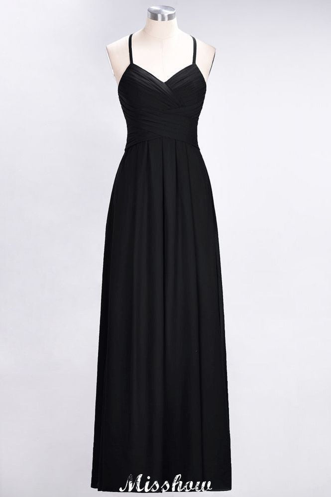 A-Line Halter V-Neck Sleeveless Bridesmaid Dress Ruffles Evening Swing Dress | MISSHOW misshow.com A-Line Halter V-Neck Sleeveless Bridesmaid Dress Ruffles Evening Swing Dress | MISSHOW misshow.com