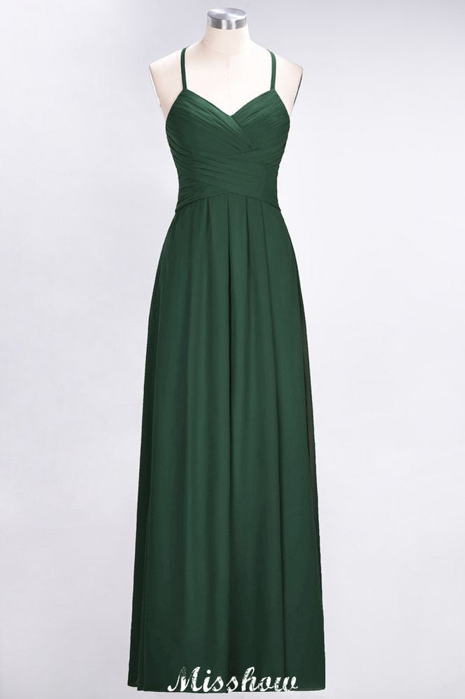 A-Line Halter V-Neck Sleeveless Bridesmaid Dress Ruffles Evening Swing Dress | MISSHOW misshow.com A-Line Halter V-Neck Sleeveless Bridesmaid Dress Ruffles Evening Swing Dress | MISSHOW misshow.com