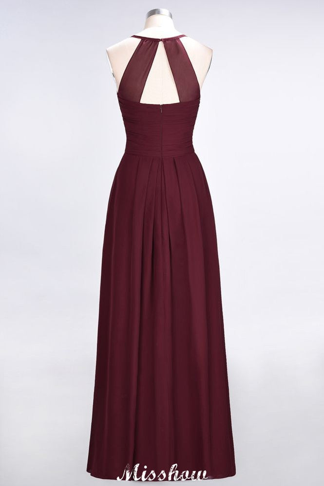 A-Line Halter V-Neck Sleeveless Bridesmaid Dress Ruffles Evening Swing Dress | MISSHOW misshow.com A-Line Halter V-Neck Sleeveless Bridesmaid Dress Ruffles Evening Swing Dress | MISSHOW misshow.com