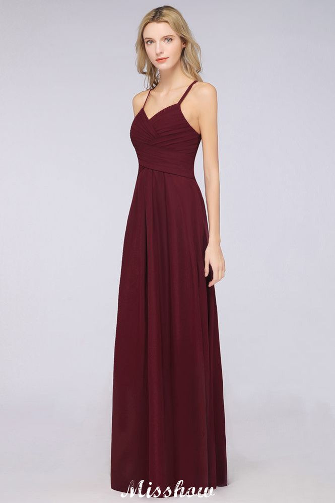 MISSHOW offers A-Line Halter V-Neck Sleeveless Bridesmaid Dress Ruffles Evening Swing Dress at a good price from 100D Chiffon to A-line Floor-length them. Lightweight yet affordable home,beach,swimming useBridesmaid Dresses.