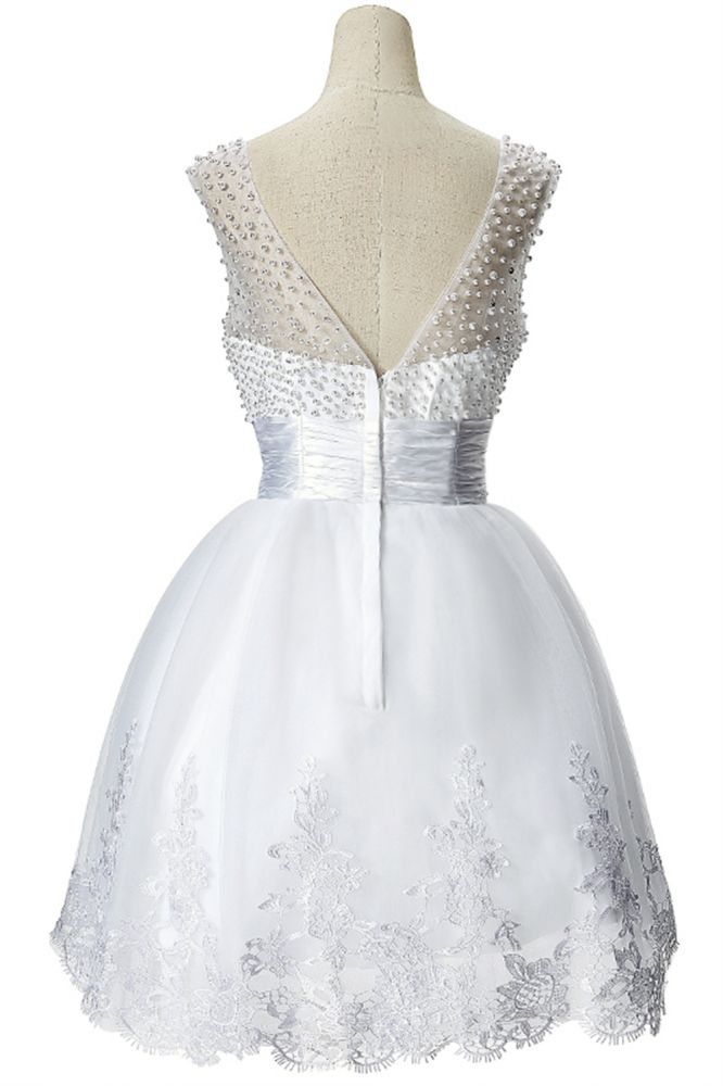 MISSHOW offers gorgeous White Scoop party dresses with delicately handmade Beading in size 0-26W. Shop Mini prom dresses at affordable prices.