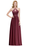 Looking for Bridesmaid Dresses in 100D Chiffon, A-line style, and Gorgeous Lace work  MISSHOW has all covered on this elegant A-line Keyhole Neckline Lace Top Long Spaghetti Bridesmaid Dress