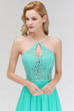 Looking for Bridesmaid Dresses in 100D Chiffon, A-line style, and Gorgeous Lace work  MISSHOW has all covered on this elegant A-line Keyhole Neckline Lace Top Long Spaghetti Bridesmaid Dress