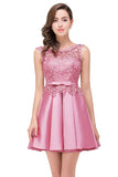 MISSHOW offers A-line Knee-length Satin Homecoming Dress with Lace at a cheap price from Ivory,Blushing Pink,Dusty Rose,Burgundy,Silver, Satin to A-line Knee-length hem. Stunning yet affordable Sleeveless Bridesmaid Dresses.