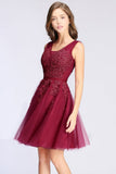 MISSHOW offers gorgeous Ivory,Pearl Pink,Dusty Rose,Burgundy,Lilac,Dark Navy,Black,Silver,Mint Green V-neck party dresses with delicately handmade Appliques in size 0-26W. Shop Knee-length prom dresses at affordable prices.