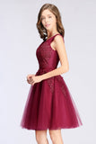 MISSHOW offers gorgeous Ivory,Pearl Pink,Dusty Rose,Burgundy,Lilac,Dark Navy,Black,Silver,Mint Green V-neck party dresses with delicately handmade Appliques in size 0-26W. Shop Knee-length prom dresses at affordable prices.