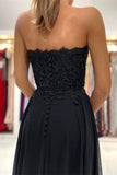 A-line Lace Long Front-Split Prom Dress Off-the-shoulder Evening Dress-misshow.com