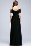 Looking for Bridesmaid Dresses in 100D Chiffon, A-line style, and Gorgeous Lace work  MISSHOW has all covered on this elegant A-line Long Spaghetti V-neck Black Lace Chiffon Bridesmaid Dress
