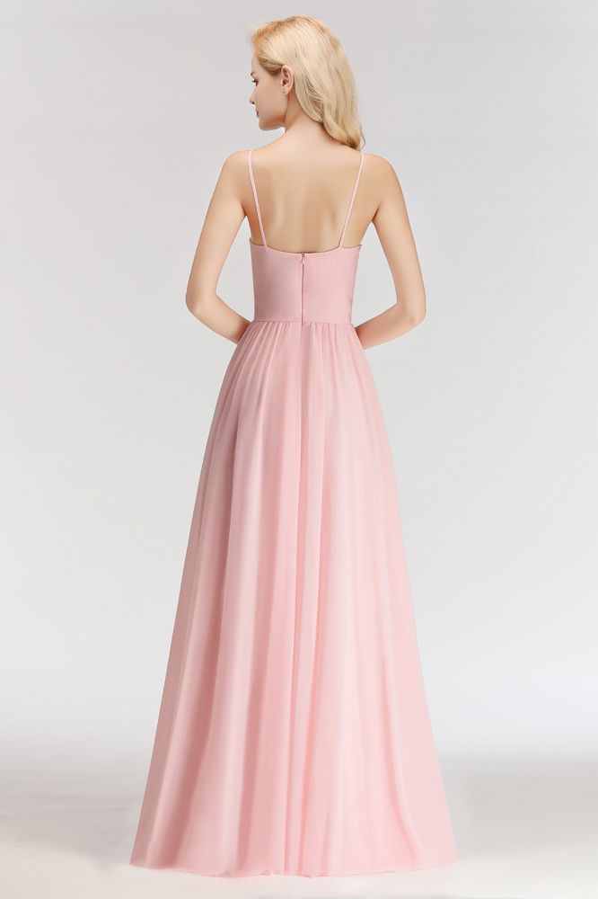 Looking for Bridesmaid Dresses in 100D Chiffon, A-line style, and Gorgeous  work  MISSHOW has all covered on this elegant A-line Long Sweetheart Spaghetti Sleeveless Bridesmaid Dress