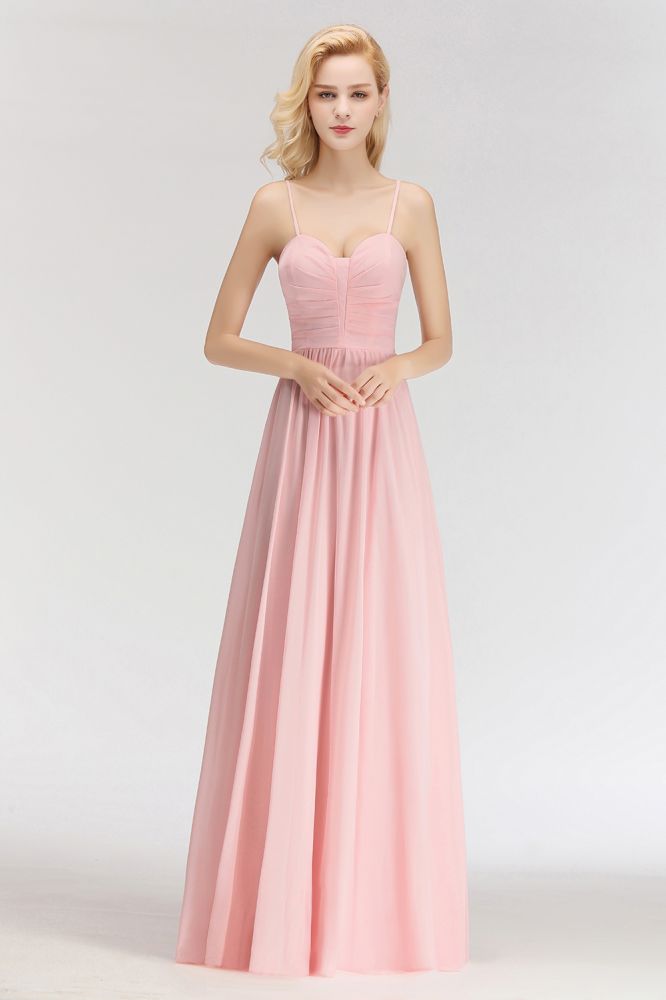 Looking for Bridesmaid Dresses in 100D Chiffon, A-line style, and Gorgeous  work  MISSHOW has all covered on this elegant A-line Long Sweetheart Spaghetti Sleeveless Bridesmaid Dress