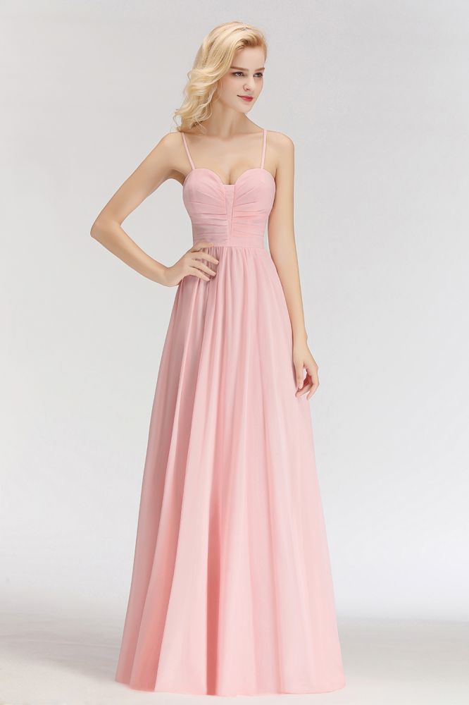 Looking for Bridesmaid Dresses in 100D Chiffon, A-line style, and Gorgeous  work  MISSHOW has all covered on this elegant A-line Long Sweetheart Spaghetti Sleeveless Bridesmaid Dress