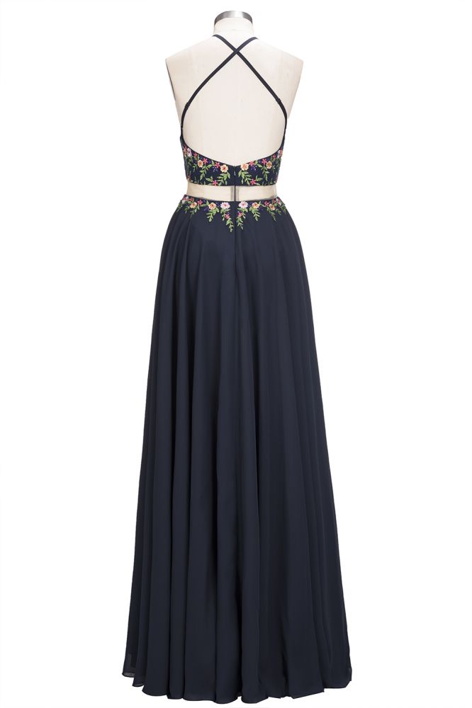 MISSHOW offers A-line Long Two-piece Sleeveless Flowers Appliques Plus Size Prom Dresses at a cheap price from Dark Navy, 30D Chiffon to A-line,Two Pieces Floor-length hem. Stunning yet affordable Sleeveless Realdressphotos.