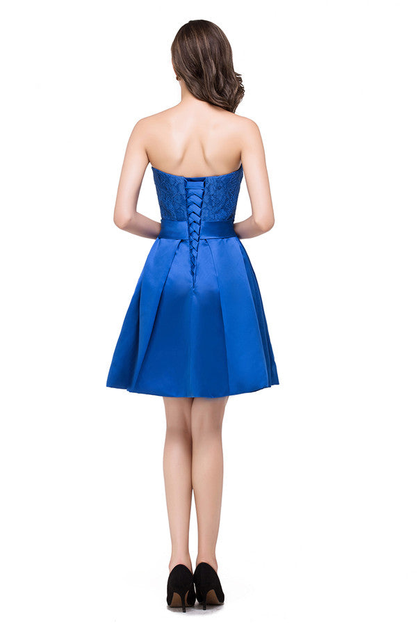 A plus size Ocean Blue bridesmaid dress made of Stretch Satin are trendy for  . Shop MISSHOW with elaborately designed Appliques gowns for your bridesmaids.