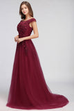 MISSHOW offers A-line Off-shoulder Floor-length Tulle Appliques Prom Dresses at a cheap price from Burgundy,Royal Blue,Dark Navy,Black,Silver, Tulle to A-line Floor-length hem. Stunning yet affordable Sleeveless Prom Dresses,Evening Dresses.