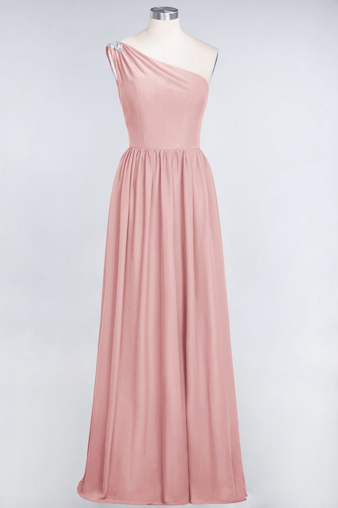 MISSHOW offers A-Line One-Shoulder Beadings Sleeveless Ruffles Bridesmaid Dress Floor Length Maid of Honor Dress at a good price from Misshow