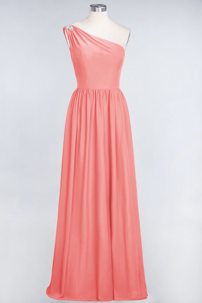 MISSHOW offers A-Line One-Shoulder Beadings Sleeveless Ruffles Bridesmaid Dress Floor Length Maid of Honor Dress at a good price from Misshow