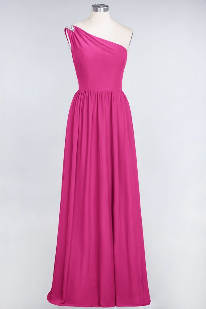 MISSHOW offers A-Line One-Shoulder Beadings Sleeveless Ruffles Bridesmaid Dress Floor Length Maid of Honor Dress at a good price from Misshow