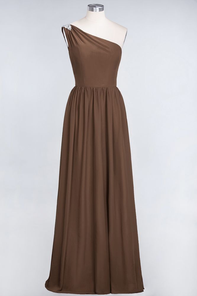 A-Line One-Shoulder Beadings Sleeveless Ruffles Bridesmaid Dress Floor Length Maid of Honor Dress | MISSHOW misshow.com A-Line One-Shoulder Beadings Sleeveless Ruffles Bridesmaid Dress Floor Length Maid of Honor Dress | MISSHOW misshow.com