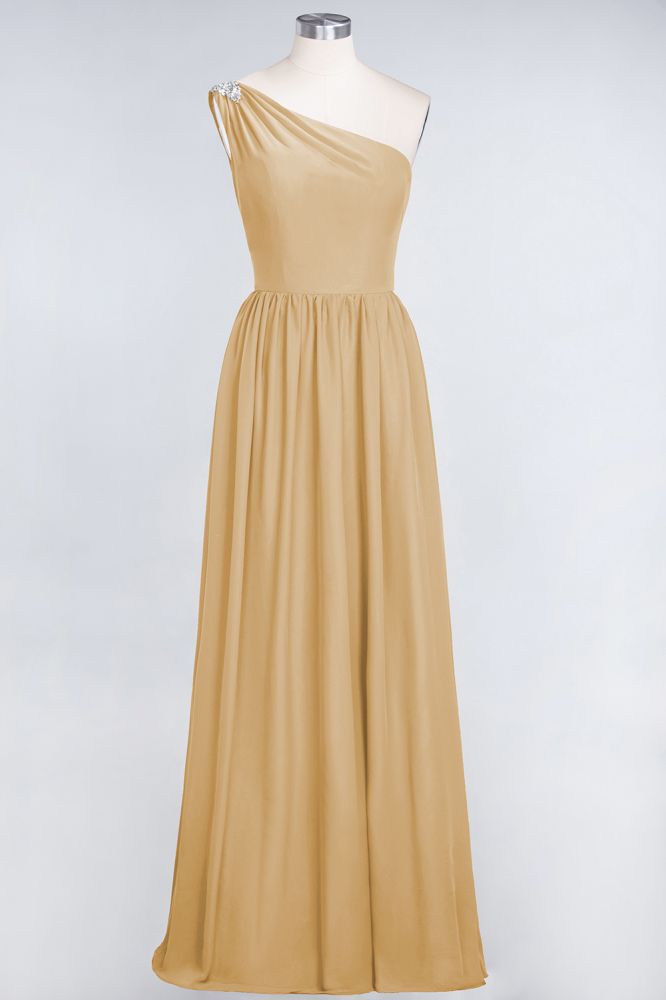 MISSHOW offers A-Line One-Shoulder Beadings Sleeveless Ruffles Bridesmaid Dress Floor Length Maid of Honor Dress at a good price from Misshow