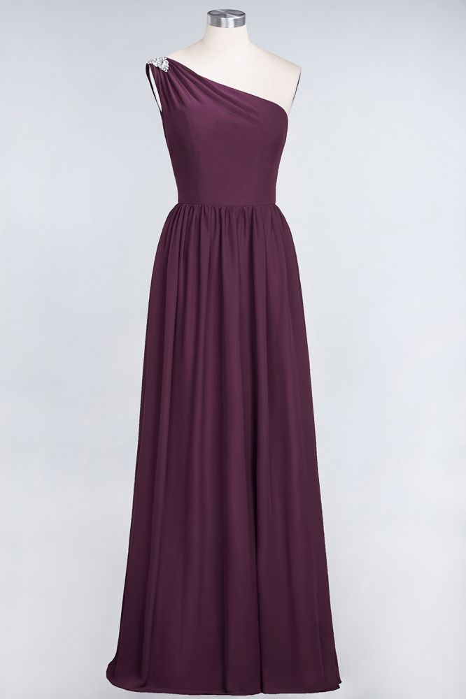 MISSHOW offers A-Line One-Shoulder Beadings Sleeveless Ruffles Bridesmaid Dress Floor Length Maid of Honor Dress at a good price from Misshow