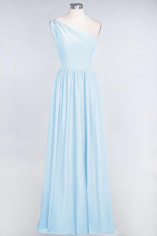 MISSHOW offers A-Line One-Shoulder Beadings Sleeveless Ruffles Bridesmaid Dress Floor Length Maid of Honor Dress at a good price from Misshow