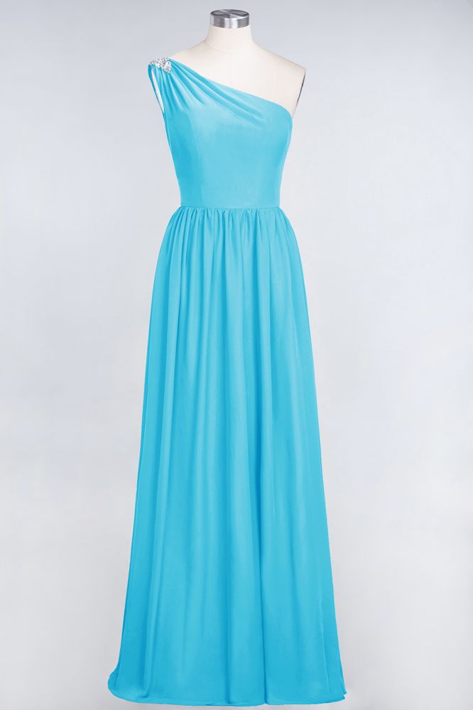 MISSHOW offers A-Line One-Shoulder Beadings Sleeveless Ruffles Bridesmaid Dress Floor Length Maid of Honor Dress at a good price from Misshow
