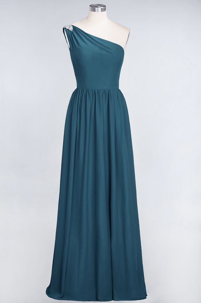 MISSHOW offers A-Line One-Shoulder Beadings Sleeveless Ruffles Bridesmaid Dress Floor Length Maid of Honor Dress at a good price from Misshow